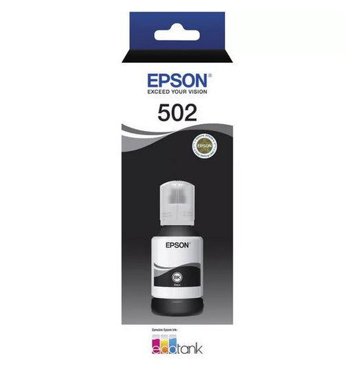 Epson T502 EcoTank black ink refill bottle for compatible EcoTank printers