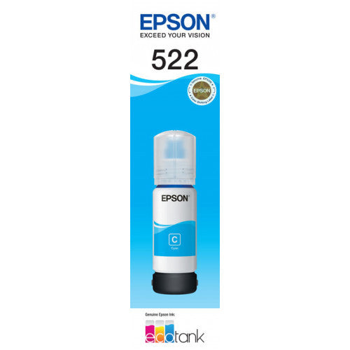 Epson T522 EcoTank Cyan Ink Bottle C13T00M292 for WorkForce ET-4700 and Expression ET-2710 printers