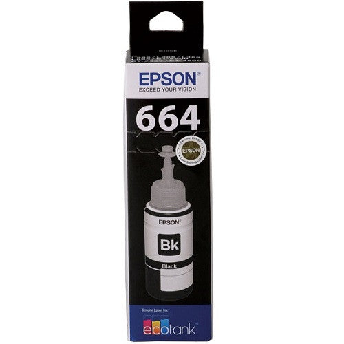 Epson T664 EcoTank black ink bottle for compatible Epson Expression and WorkForce EcoTank printers