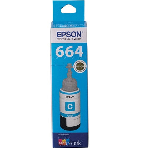 Epson T664 EcoTank genuine cyan ink bottle for compatible Epson EcoTank printers