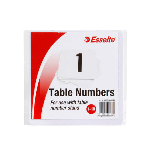 Esselte 31716 Table Numbers 1 to 10 White 10x10cm Pack 10 - image 1