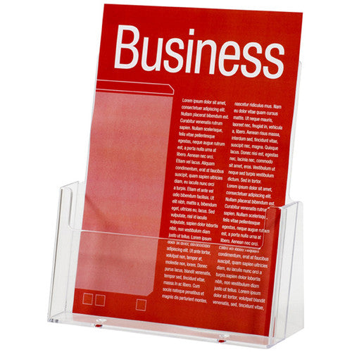 Esselte 31038 clear acrylic free-standing A5 portrait brochure holder on a white background