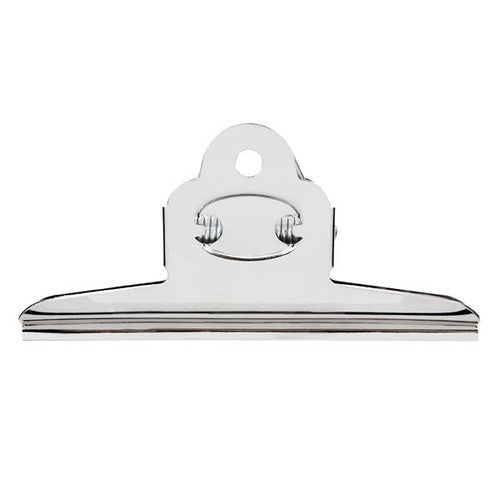 Esselte 31793 extra large silver bulldog clip 150mm showing front labelling crevice and hook hole