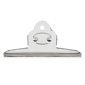Esselte 31793 extra large 150mm silver bulldog clip with a wide flat jaw and a raised lever with a round hang hole at the top