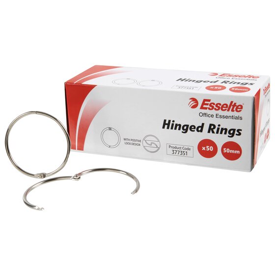 Esselte Office Essentials Hinged Rings box printed With Positive Lock Design, x50, 50mm, with loose rings in front