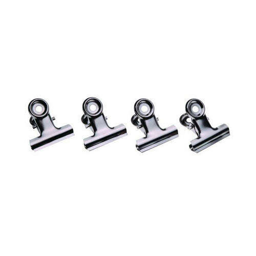 Esselte 63mm silver chrome bulldog clips, box of 36, strong spring grip with labelling crevice
