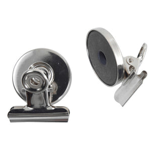 Esselte chrome 32mm magnetic clips shown as a pack of 2, box of 12 packs