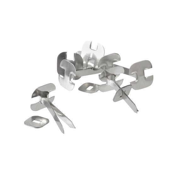 Esselte Paper Binders 63mm silver tinned steel split pins, box of 100, ACCO product shot of retail packaging with Esselte branding and No.648 size detail