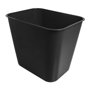 Esselte SWS 15 litre black rectangular plastic waste bin shown from front angle