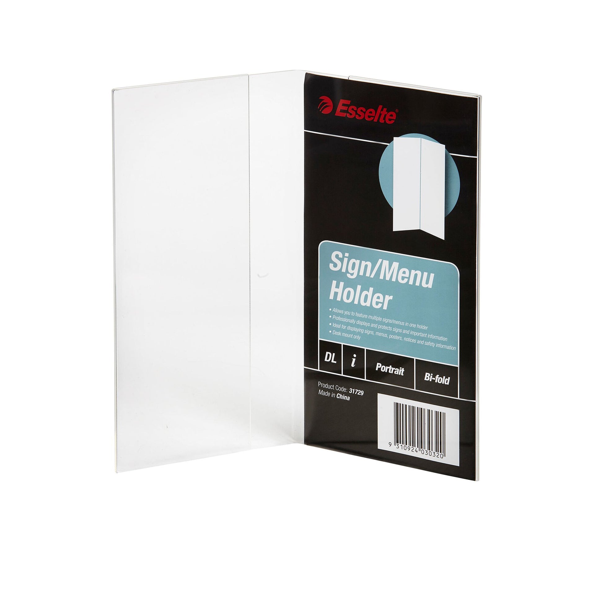 Esselte Sign and Menu Holder Bifold DL Clear-1
