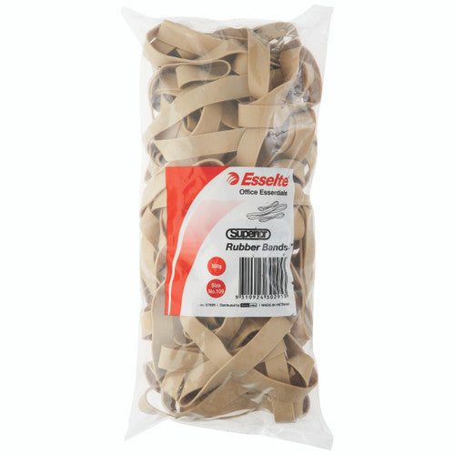 Clear Esselte Superior rubber bands bag with the red label, Size No.109 badge and barcode, large loops visible inside