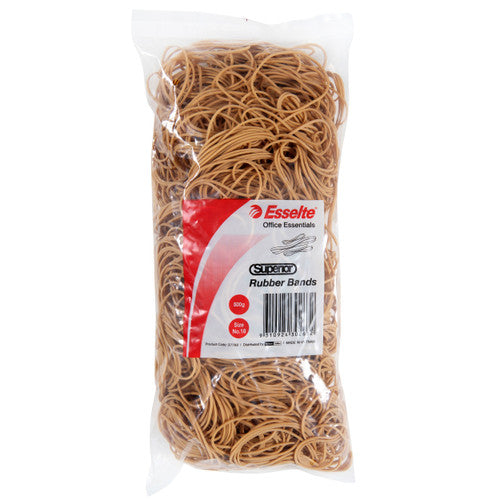 Esselte Superior Rubber Bands No. 18 natural colour 500g bulk bag on white background