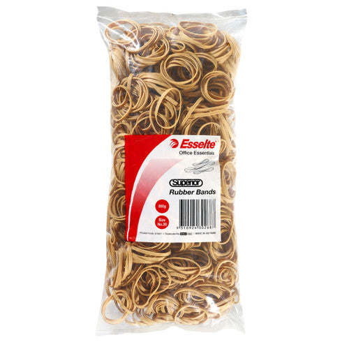 Second photo of the Esselte Superior Size No.30 500g bag with the red and white Office Essentials label and barcode