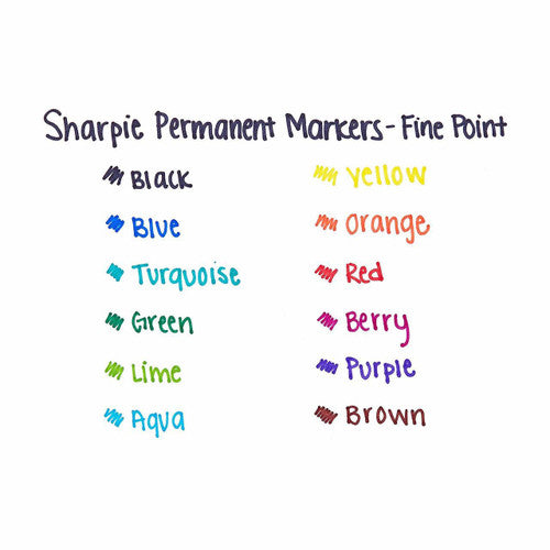 Sharpie Permanent Marker Fine Point Green Pack of 12