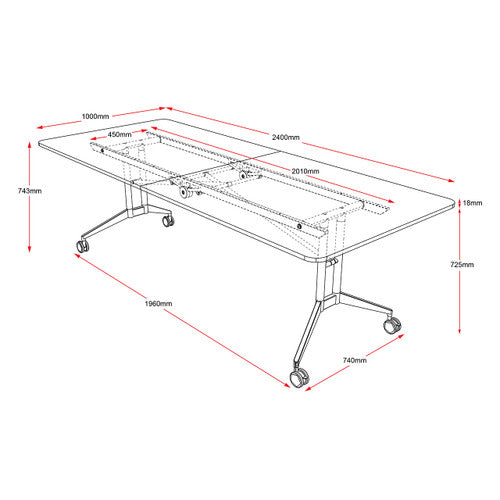 Rapidline Rapid Edge Folding Meeting and Boardroom Table 2400 x 1000mm Driftwood