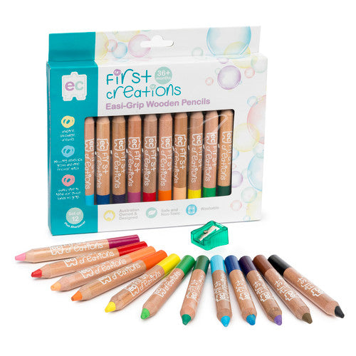 Educational Colours First Creations Easi-Grip Wooden Pencils Set of 12