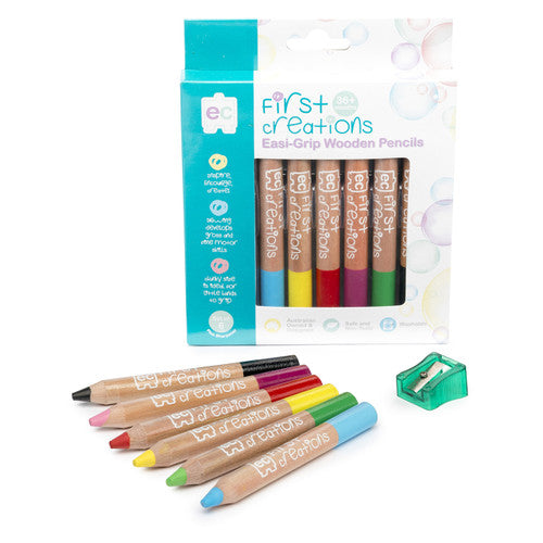 Educational Colours First Creations Easi-Grip Wooden Pencils Set of 6