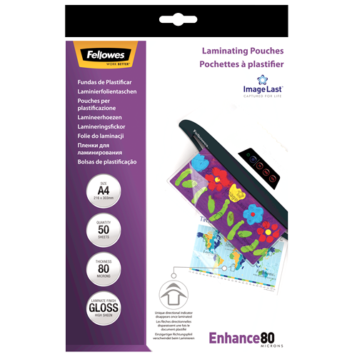 Fellowes ImageLast A4 80 Micron Laminating Pouch Pack 50