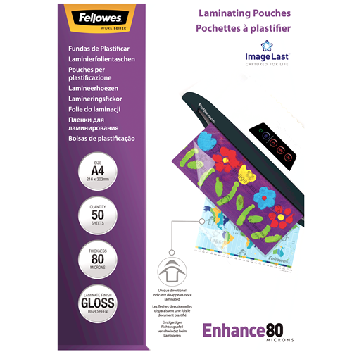 Fellowes ImageLast A4 80 Micron Laminating Pouch Pack 50