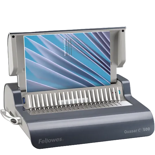 Fellowes Quasar E 500 binding machine on a white background