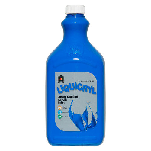 Educational Colours Fluorescent Liquicryl Junior Student Acrylic Paint 2L Blue
