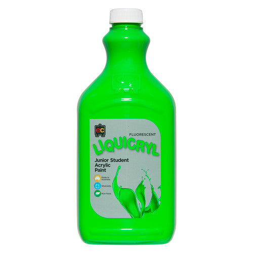 Educational Colours Fluorescent Liquicryl Junior Student Acrylic Paint 2L Green