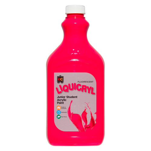 Educational Colours Fluorescent Liquicryl Junior Student Acrylic Paint 2L Pink
