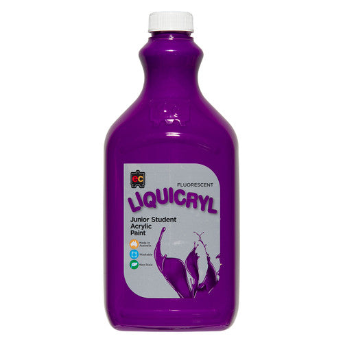 Educational Colours Fluorescent Liquicryl Junior Student Acrylic Paint 2L Purple