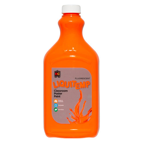Educational Colours Fluorescent Liquitemp Classroom Poster Paint 2L Orange