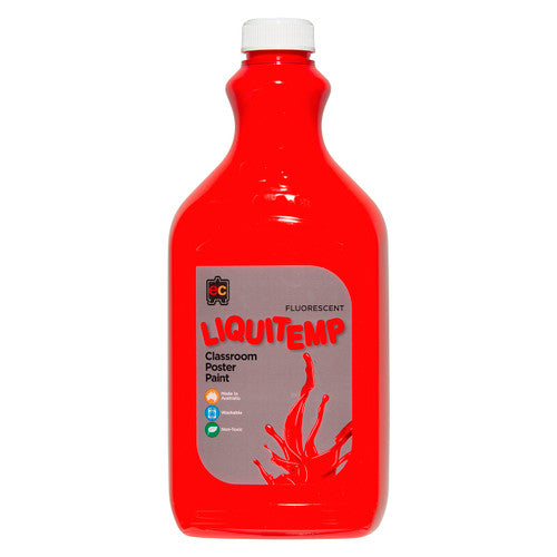 Educational Colours Fluorescent Liquitemp Classroom Poster Paint 2L Scarlet