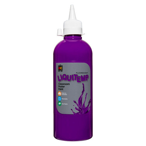 Educational Colours Fluorescent Liquitemp Classroom Poster Paint 500ml Purple