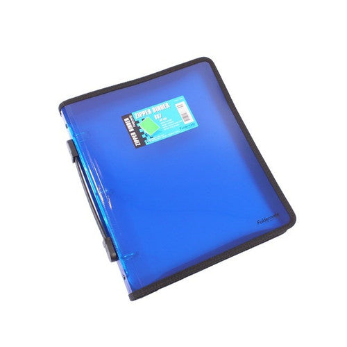 Foldermate Zipper Binder Pop Gear PP A4 3-O Ring 25mm Blue