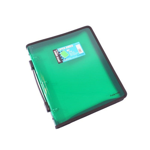Foldermate Zipper Binder Pop Gear PP A4 3-O Ring 25mm Green