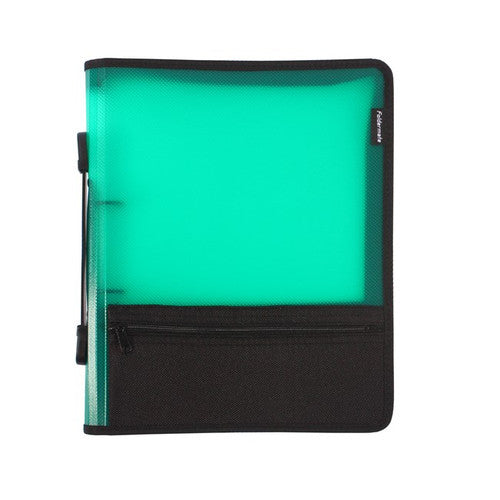 Foldermate Zipper Binder Folio PP A4 2-O Ring 25mm Green