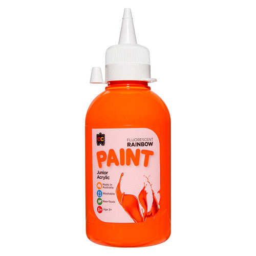 Educational Colours Fluorescent Rainbow Junior Acrylic Paint 250ml Orange