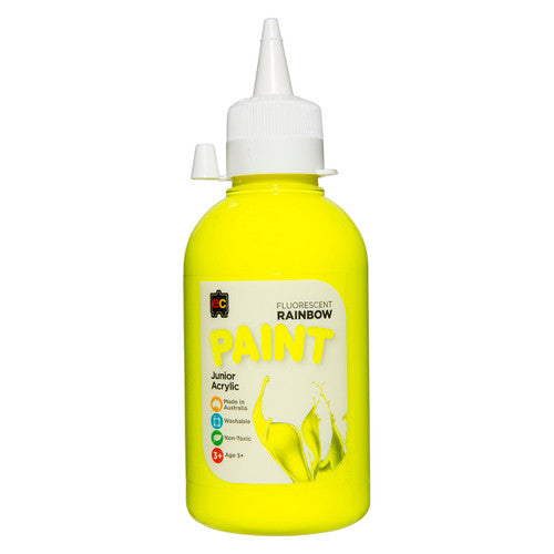 Educational Colours Fluorescent Rainbow Junior Acrylic Paint 250ml Yellow