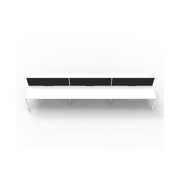 Rapidline Deluxe Infinity Back to Back 6 Person Workstation Profile Leg 1800 x 750mm with Screen Natural White / White Satin