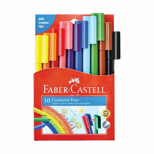 Faber-Castell Connector felt tip pens in a wallet of 10 assorted colours with connectable caps