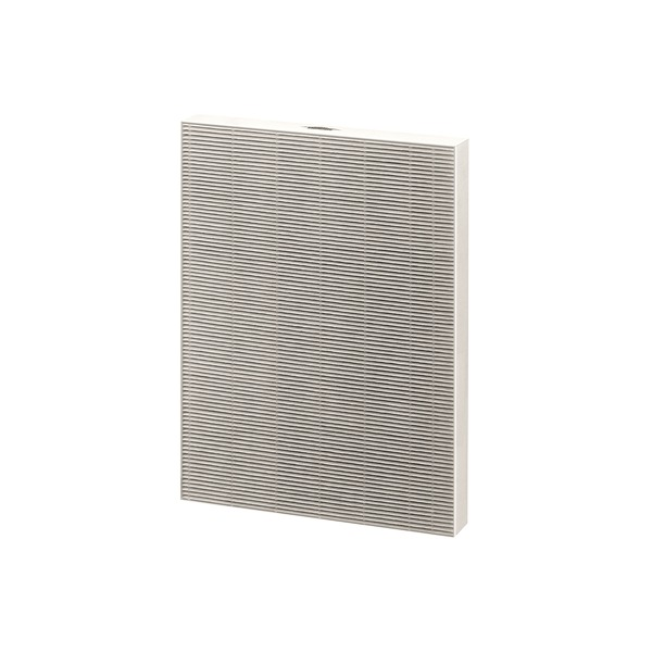 Large rectangular AeraMax DX95 True HEPA filter panel with grey pleats inside a white frame, shown flat on a white background