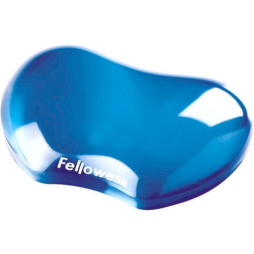 Blue Crystals gel flex rest shown larger from the front, with light passing through the clear blue gel