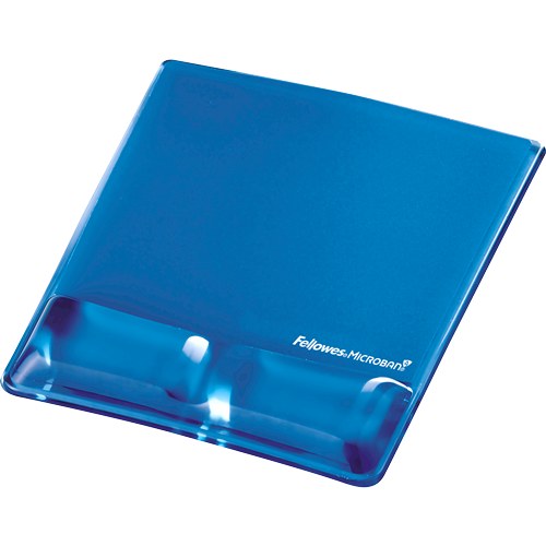 Blue Health-V pad from the front showing the clear gel rest divided by a central groove