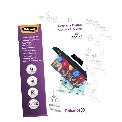 Fellowes ImageLast A4 80 Micron Laminating Pouch Pack 50