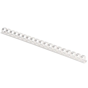 Fellowes 16mm white plastic binding comb with 21 round loops, photographed at an angle on a plain white background
