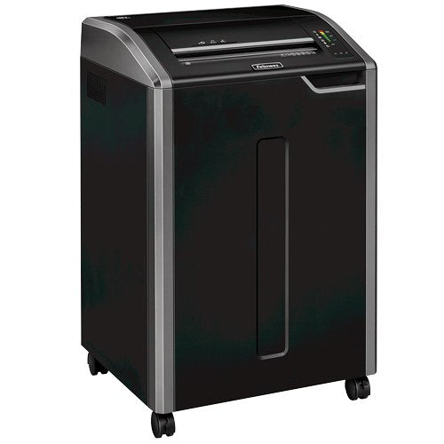 Powershred 485Ci from the front right showing the width of the cabinet and the control lights on top