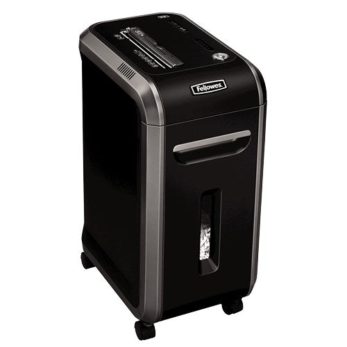Powershred 99Ci from the front right, showing the narrow side of the cabinet and the curved silver trim