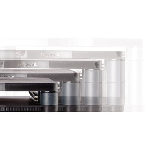 Premium monitor riser drawn at several heights at once to show the five stacking positions
