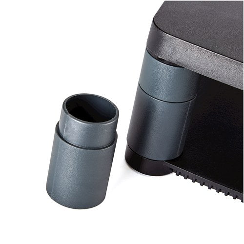 Close-up of a riser leg with a loose stacking column section standing beside it