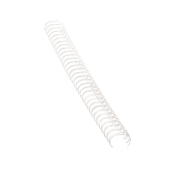 A single white Fellowes 34 loop wire binding comb laid diagonally on a white background, shown full length