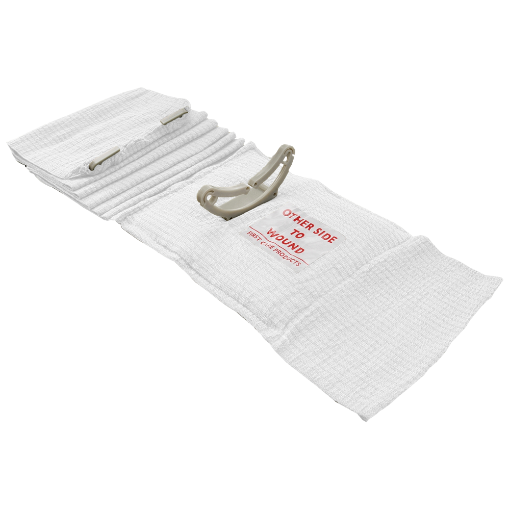 FirstCare Trauma and Haemorrhage Control Bandage 15cm combining sterile wound pad elastic wrap and pressure applicator