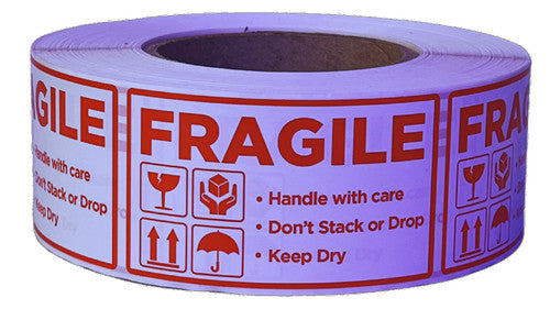 Warehouse and Shipping Labels Fragile 90 x 52mm Roll of 1000